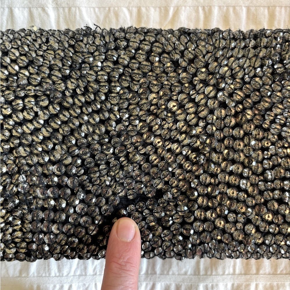 Club Monaco Emily Silver Gems Gemstone Beaded Embellished Embroidered Clutch Bag - Picture 4 of 10